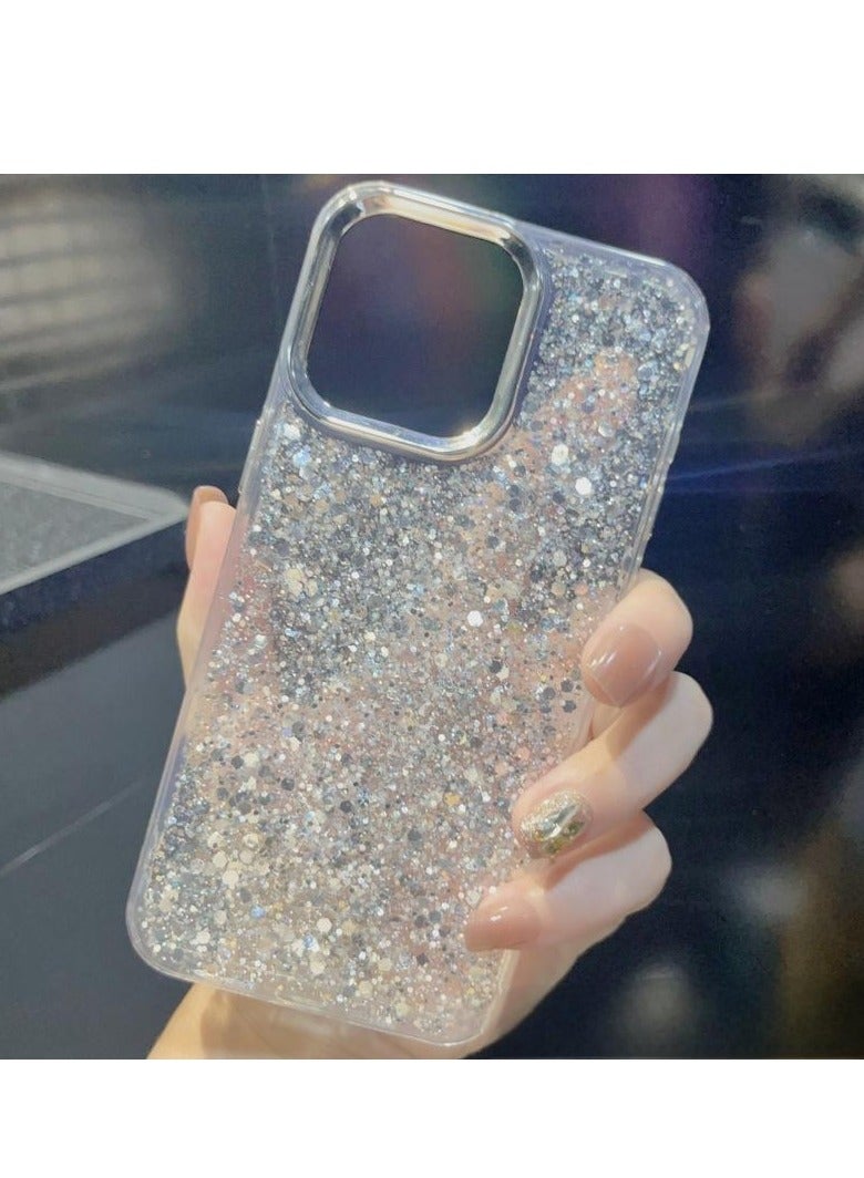 Glitter Resin Clear Case for iPhone 16 Pro – Shiny, Stylish, Shockproof, Transparent Design - Image 2