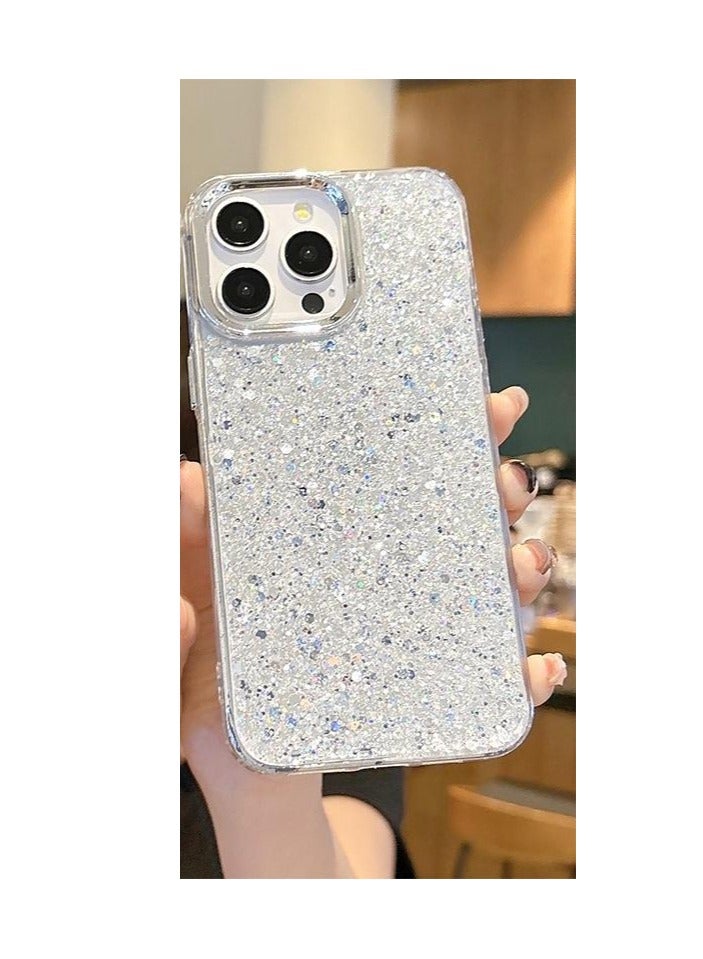 Glitter Resin Clear Case for iPhone 16 Pro – Shiny, Stylish, Shockproof, Transparent Design - Image 3