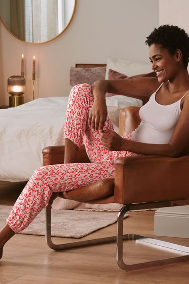 Tchibo Women Allover Print Pajamas Pants, Red - Image 1