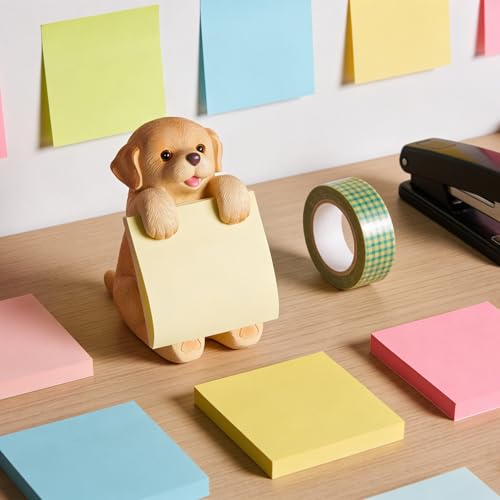 HORTIX Dog Pop-up Sticky Note Dispenser, Includes 1 Pad of 3x3 in Super Sticky Notes, 100 Sheets, Resin Cute Handmade Desk Holder for Office & Home - Golden Retriever - Image 3