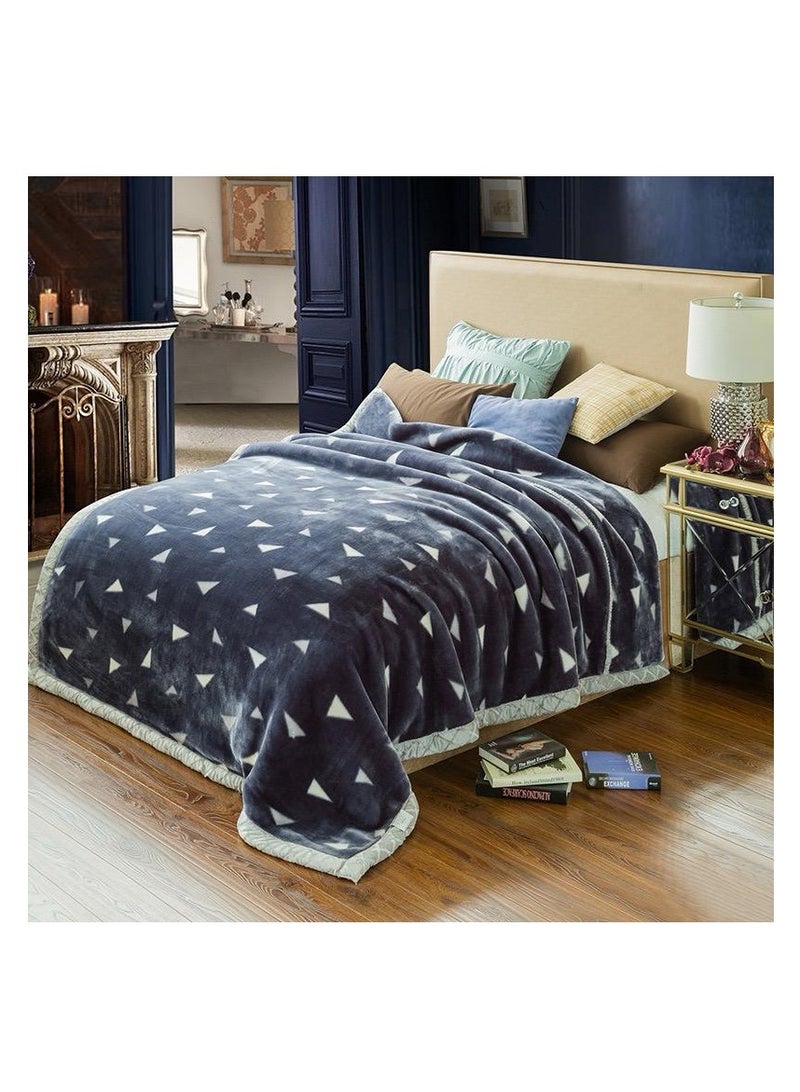 Fluffy King Winter Thickened Raschel Blanket Double Layer Blanket Wedding Blanket Outdoor Camping Travel Polyester Double Layer Solid Mink Blanket 200*230Cm