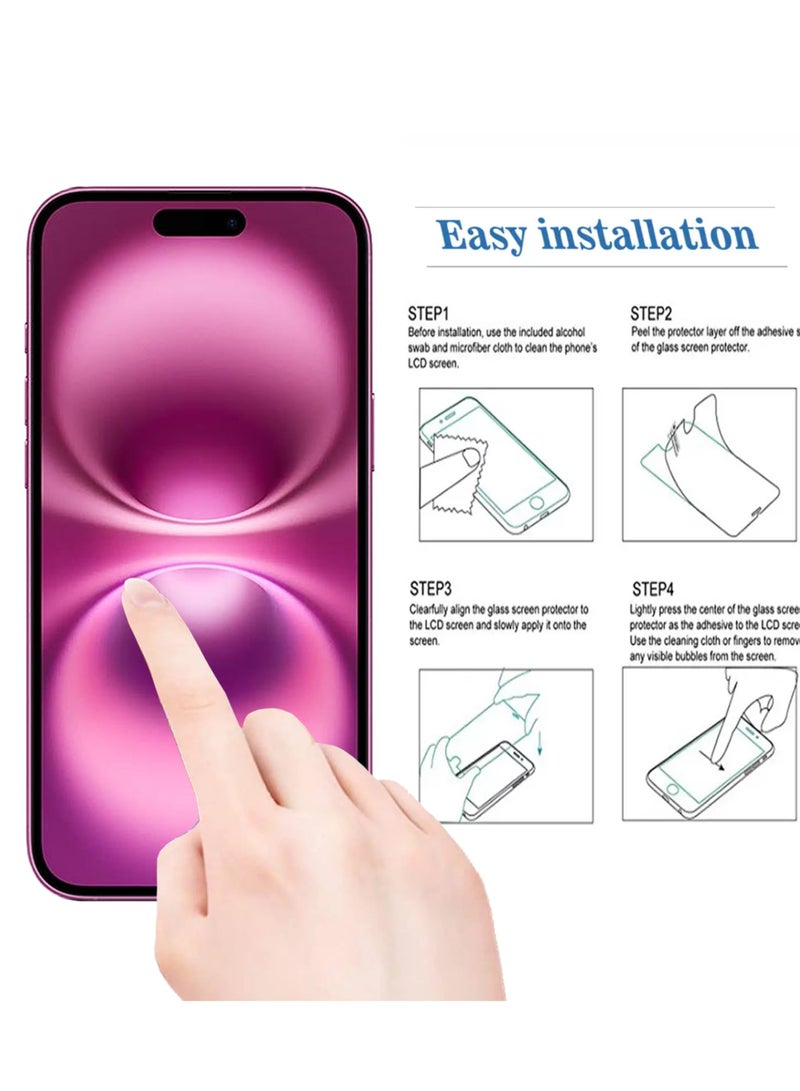 2 Pieces For Apple iPhone 16 Plus Screen Protector – Edge to Edge Tempered Glass Screen Protector, High Transparency, Delicate Touch, Anti-Explosion, Smooth Arc Edges, Easy Installation - Image 4