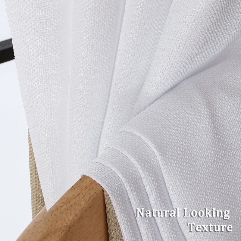 Lecloud الستائر النافذة البيضاء Lecloud Bessie 45 بوصة طول 2 لوحات من الكتان المصباح الفلتر الستائر قضيب جيب المزرعة الستائر نافذة صغيرة لغرفة نوم غرفة المعيشة كل 30 واط 45 لتر - Image 3