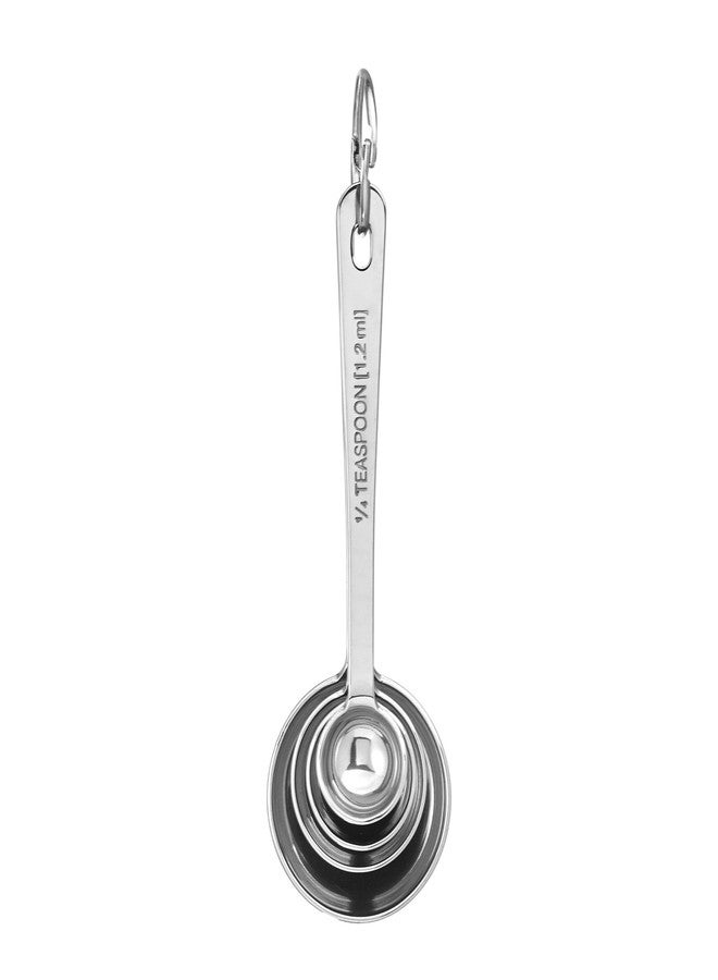 Amco Stainless Steel Measuring Spoons (Set of 4) - 1/4 Tsp, 1/2 Tsp, 1 Tsp, 1 Tbsp - Durable Kitchen Utensils with Engraved Labels - Nesting & Easy Storage, Non-Toxic Kitchenware Dishwasher Safe - Image 3