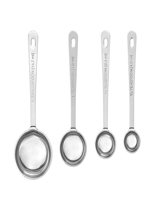 Amco Stainless Steel Measuring Spoons (Set of 4) - 1/4 Tsp, 1/2 Tsp, 1 Tsp, 1 Tbsp - Durable Kitchen Utensils with Engraved Labels - Nesting & Easy Storage, Non-Toxic Kitchenware Dishwasher Safe - Image 2