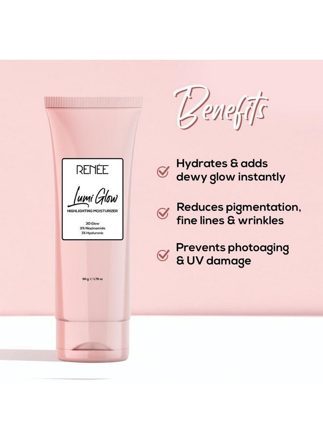 Renee - Lumi Glow Highlighting Moisturizer, Enriched With 3% Niacinamide & 1% Hyaluronic Acid, Prevents Photoaging & Uv Damage, Reduces Pigmentation, Fine Lines & Wrinkles, Non-Sticky Glowing Skin - 50G - Image 1