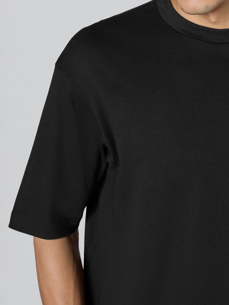 XYXX Drift Oversized Tshirt for Men Cotton Solid Roundneck Drop Shoulders Half-Sleeve T Shirt Jet Black - Image 5