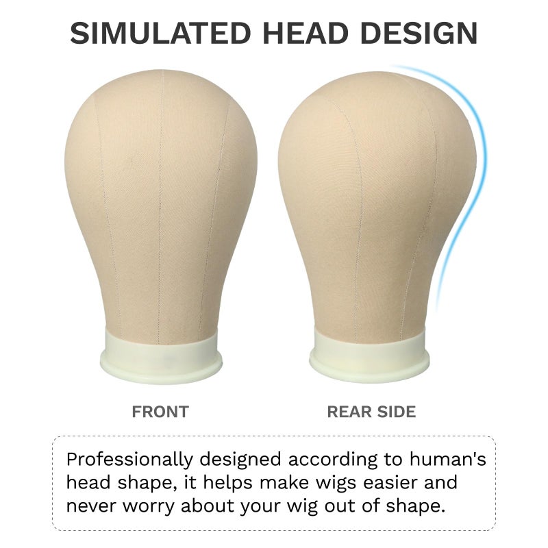 AliLeader Canvas Block Mannequin Wig Display Styling Head with Mount Hole (Light Brown, 21") - Image 2