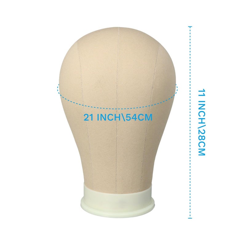 AliLeader Canvas Block Mannequin Wig Display Styling Head with Mount Hole (Light Brown, 21") - Image 3