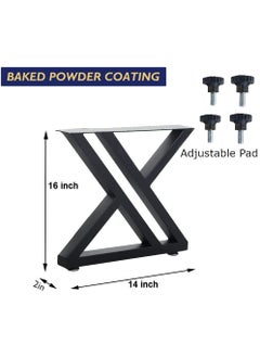 Dcloud Dcloud Desk Leg Furniture Legs for TableCoffee Center Table Leg Base Metal Industrial StyleZ Design H16 inchW14 inch Set of 2 Black Color  - Image 4