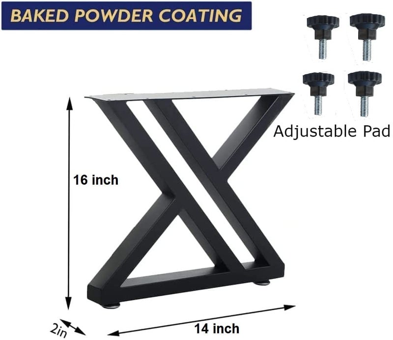 Dcloud Desk Leg Furniture Legs for TableCoffee Center Table Leg Base Metal Industrial StyleZ Design H16 inchW14 inch Set of 2 Black Color - Image 4
