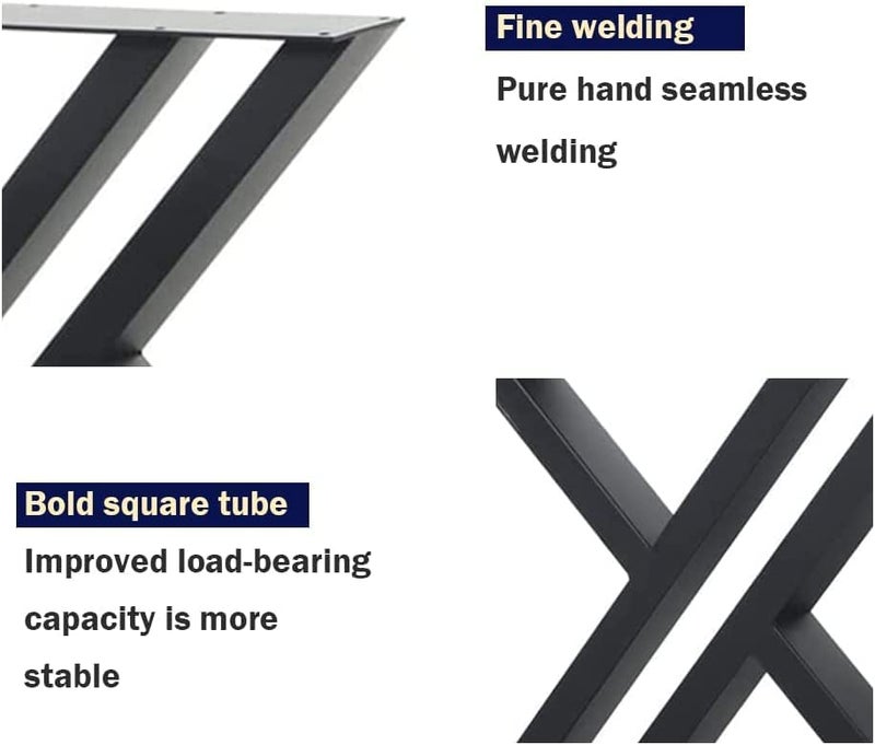 Dcloud Desk Leg Furniture Legs for TableCoffee Center Table Leg Base Metal Industrial StyleZ Design H16 inchW14 inch Set of 2 Black Color - Image 5