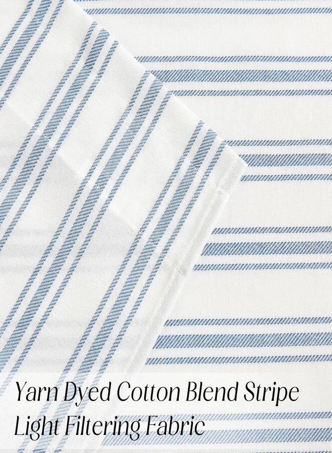 ZJDECOR Farmhouse Cafe Curtains Cotton Blend 24" Long Blue Vertical Stripes on White Rustic Light Filtering Small Window Curtain for Bathroom RV Rod Pocket - Image 4