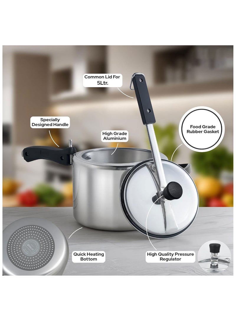 Bisbell 5Liters Premium Aluminium Inner Lid Pressure Cooker, 5L, Induction Base, Safety Valve, Black Handle,BB2000 Silver - Image 3