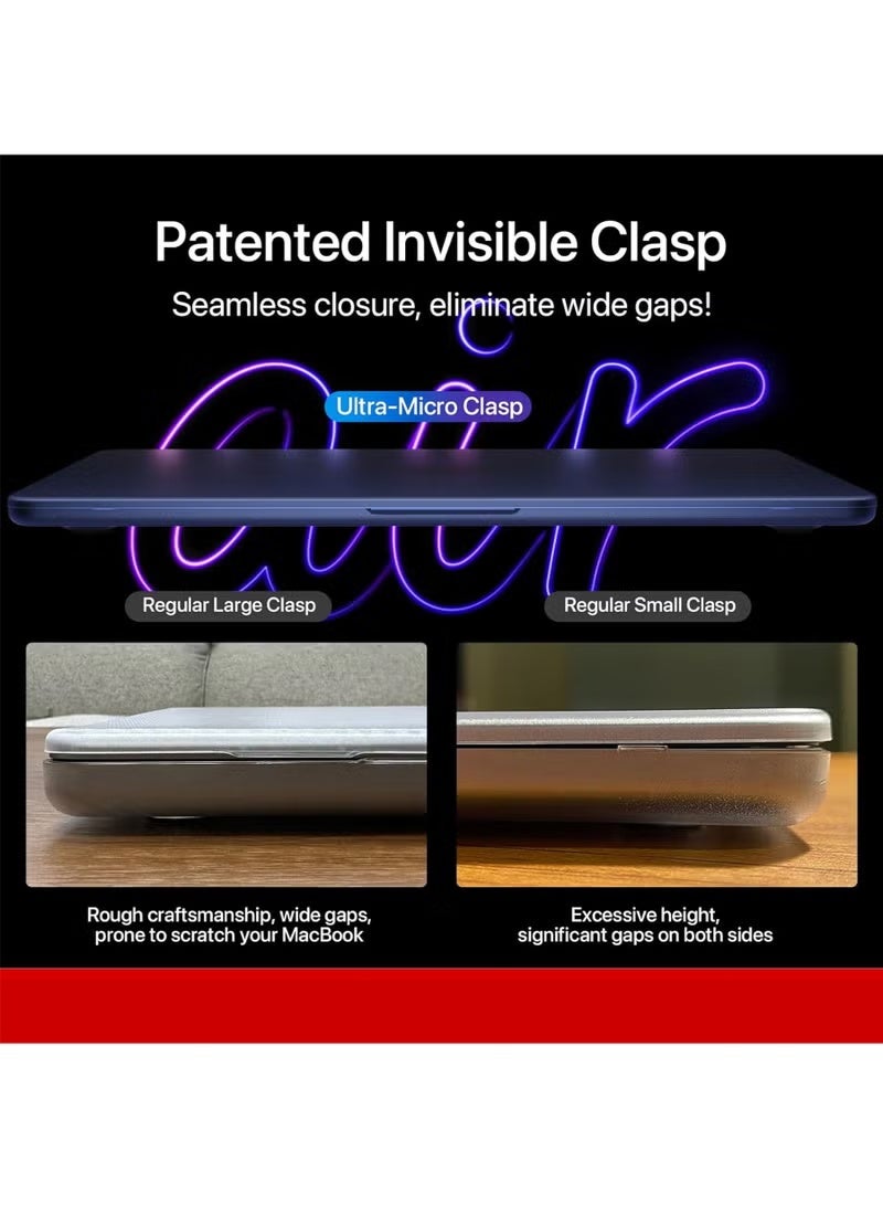 روك بو غلاف لـ MacBook Air 13.3 بوصة A2337 (M1) / A2179 / A1932 (2022 2021 2020 2019 2018 الإصدار) - غطاء غلاف قشرة صلبة لـ MacBook Air 13 شاشة شبكية مع Touch ID (أزرق منتصف الليل) - Image 5