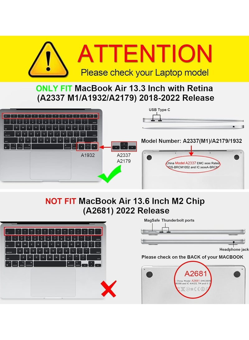 روك بو غلاف لـ MacBook Air 13.3 بوصة A2337 (M1) / A2179 / A1932 (2022 2021 2020 2019 2018 الإصدار) - غطاء غلاف قشرة صلبة لـ MacBook Air 13 شاشة شبكية مع Touch ID (أزرق منتصف الليل) - Image 2