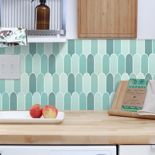 AdoDecor Peel and Stick Backsplash for KitchenThicker Design Premium Green Feather Peel and Stick Backsplash Seamless Backsplash Tile for Bathroom12x 1210Sheet - Image 3