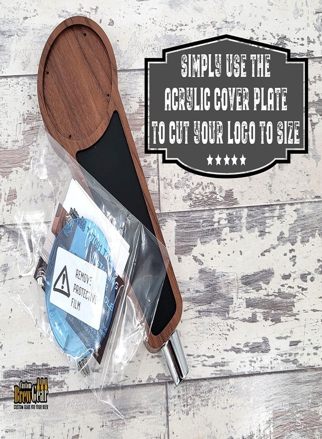 مقبض صنبور بيرة من Custom Brew Gear بتصميم سبورة طباشيرية وشعار قابل للتغيير - خشب الجوز - مقبض صنبور برميل - Image 3