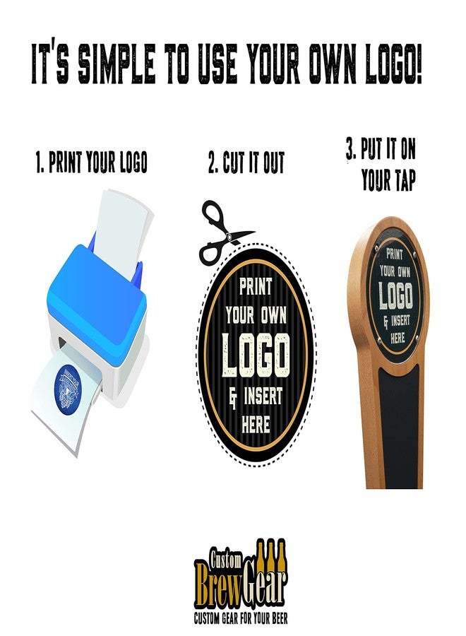 مقبض صنبور بيرة من Custom Brew Gear بتصميم سبورة طباشيرية وشعار قابل للتغيير - خشب الجوز - مقبض صنبور برميل - Image 4