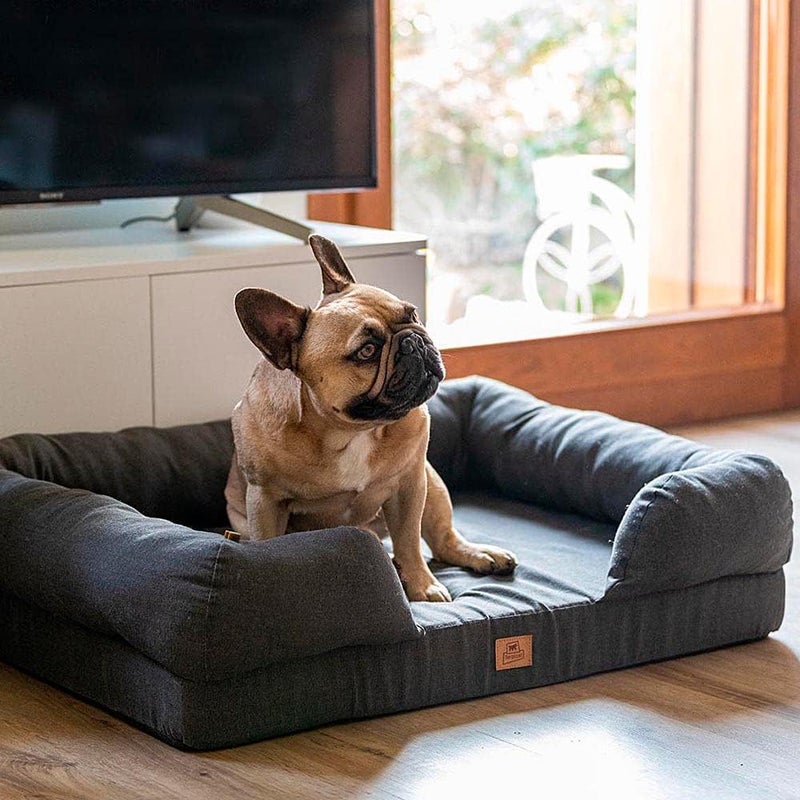 Ferplast Orthopedic Dog Bed MEMOR-ONE L Memory Foam, Removable Cover, Washable, Grey - Image 3