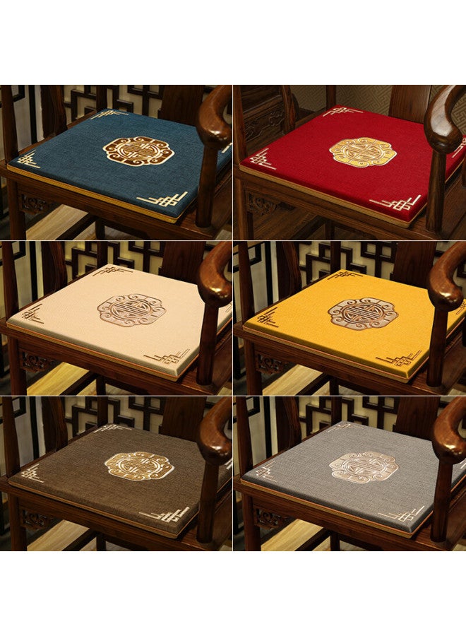 Huamanshengting Rosewood Chair Cushion, Chinese-style Round Chair Tea Chair Pad, Car Seat Cushion, Tao Rang Ju Gray (3cm Foam), 50*44cm