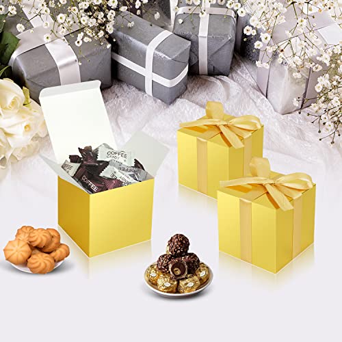 DOYIDE 50 Pack Small Gift Boxes 2x2x2 Favor Boxes Gold Paper Gift Boxes with Lids for Presents Crafting Cupcake Boxes Gifts Candy Boxes for Wedding Party Bridal Shower Baby Shower Favors - Image 3