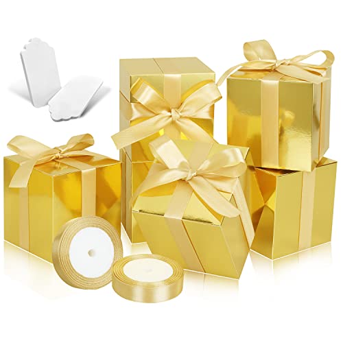 DOYIDE 50 Pack Small Gift Boxes 2x2x2 Favor Boxes Gold Paper Gift Boxes with Lids for Presents Crafting Cupcake Boxes Gifts Candy Boxes for Wedding Party Bridal Shower Baby Shower Favors - Image 1