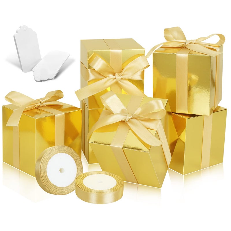 DOYIDE 50 Pack Small Gift Boxes 2x2x2 Favor Boxes Gold Paper Gift Boxes with Lids for Presents Crafting Cupcake Boxes Gifts Candy Boxes for Wedding Party Bridal Shower Baby Shower Favors - Image 2