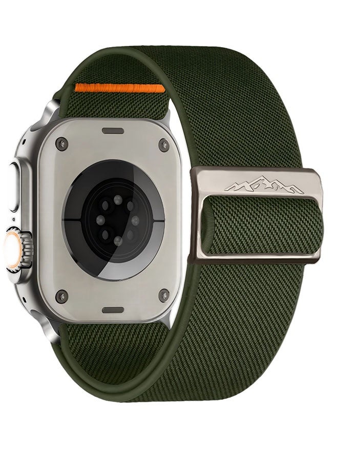 Happy D Soft nylon elastic woven strap, compatible with Apple Watch Ultra 2, Apple Watch Series 11/10/9/8/7/6/5/4/3, dark green, 42/44/45/46/49mm - Image 1