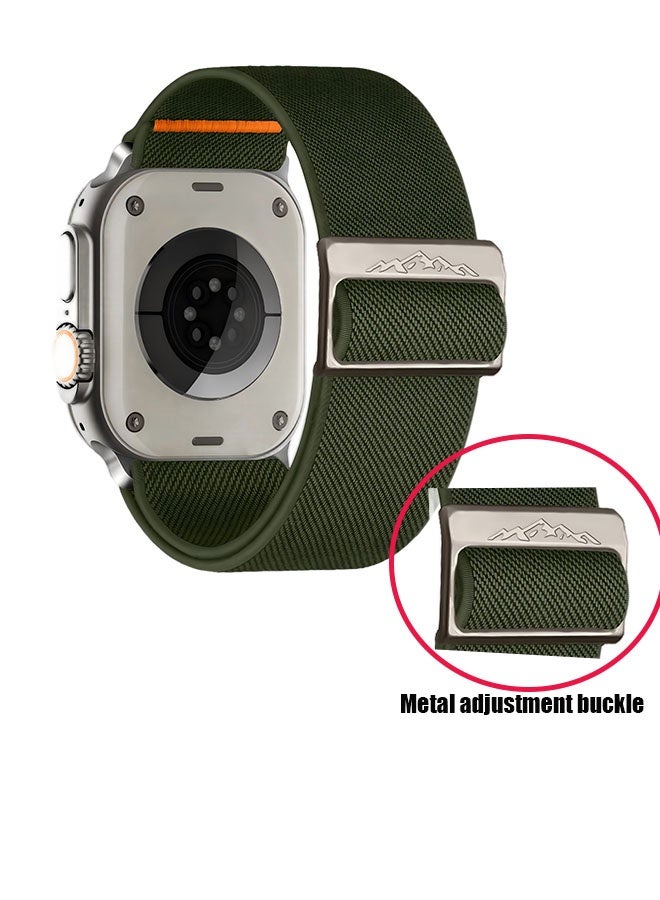 Happy D Soft nylon elastic woven strap, compatible with Apple Watch Ultra 2, Apple Watch Series 11/10/9/8/7/6/5/4/3, dark green, 42/44/45/46/49mm - Image 5