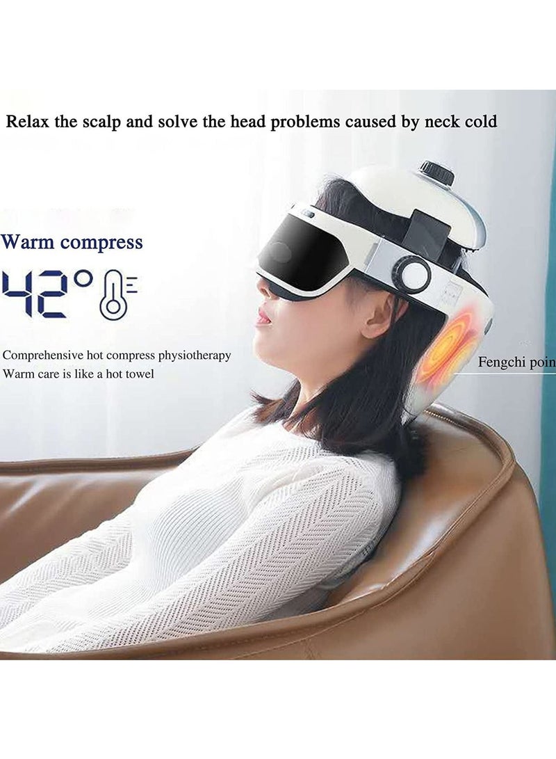 Rabos Electric Head Massager, Eye & Neck Massage Helmet with Heat, Kneading, Air Compression, Scratcher Suitable for Headache, Stress - Image 2
