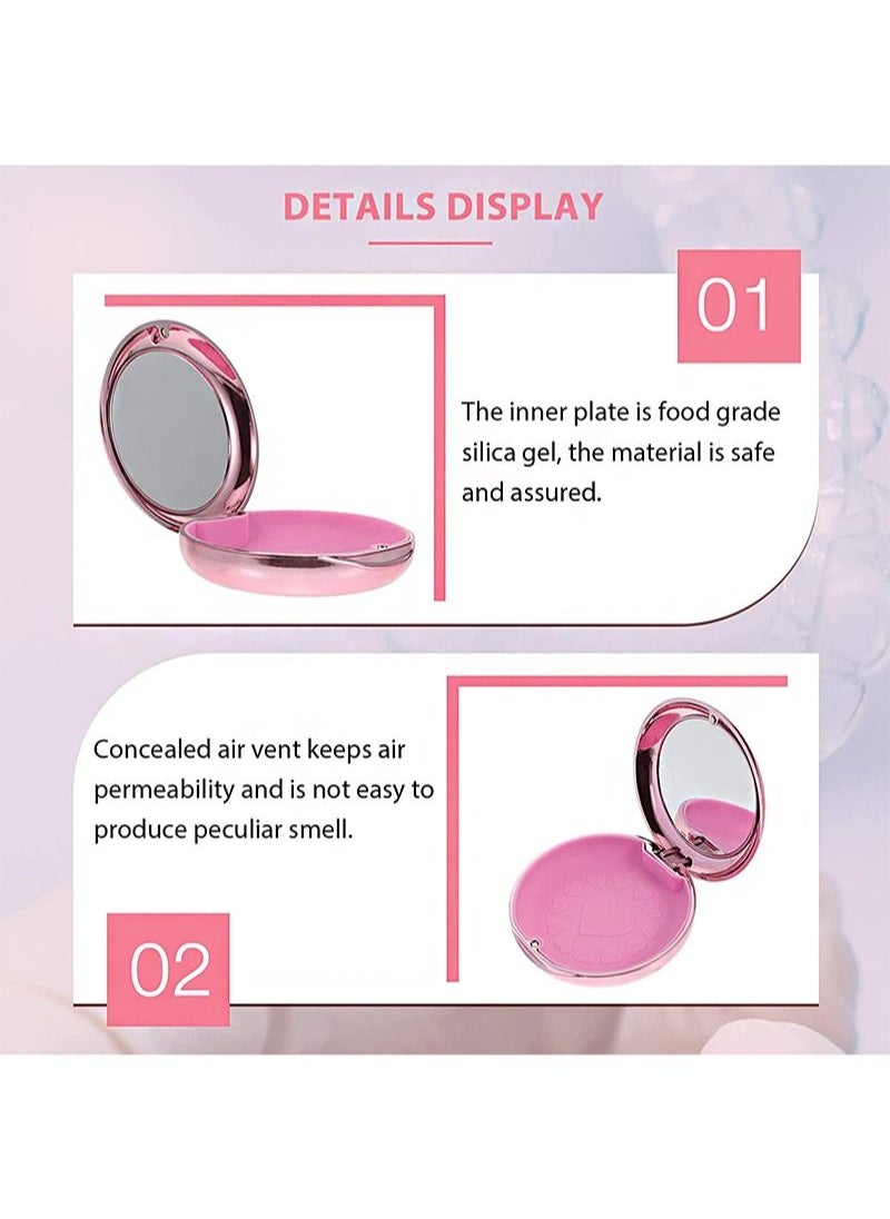 HaLunhi - Braces case with mirror, strong orthodontic retainer case aligner and retainer case with special magnetic closure 1 retainer case and 2 aligner removal hooks (pink plated) - Image 1