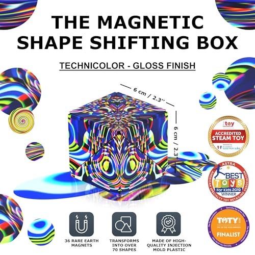 Shashibo Shape Shifting Box STEM Fidget Toy with Ultra Strong Magnets Sensory Puzzle Cube Transforms Into 100 Shapes Easter Basket Stuffers Gift for Kids Teens and Adults Technicolor - Image 5