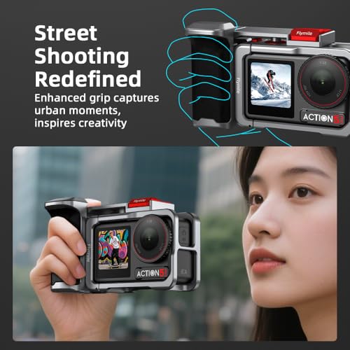 BRDRC Grip Kit for DJI Action 5 Pro 4 3 with Cage Handle Holder Bundle Expansion Mount with Shutter Button Quick Release Cold Shoe for DJI Osmo Action 5 Pro 4 3 Accessories - Image 3