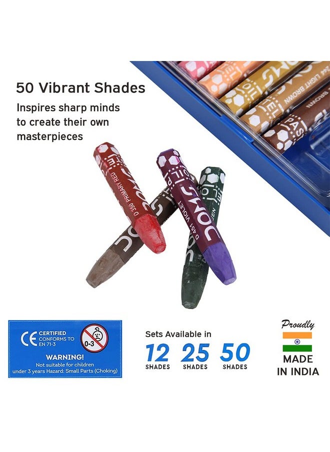 Doms 25 Shades Oil Pastels | Comes In Hard Plastic Case | Smooth Color Intermixing With Bright & Intense Colors | Free Pastel Holder, Sharpner & Scratching Tool Inside | Pack of 1