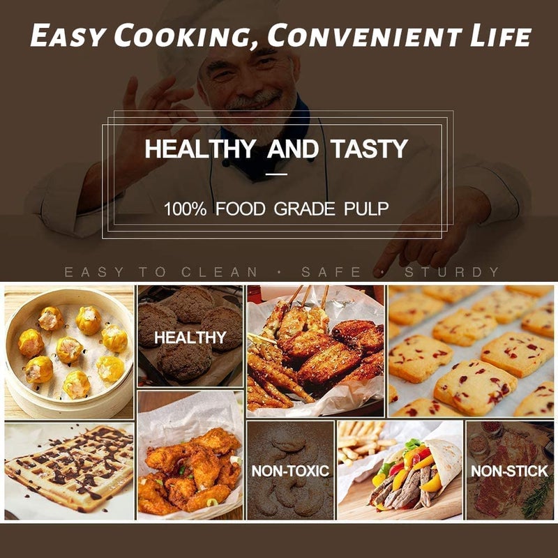 Numola Air Fryer Parchment Paper Liners, 100 Pcs Air Fryer Disposable Papers Liner for Baking, 10 Inch Safe and Non-stick Unbleache Steamer Liner for Microwave, Oven, Steaming Basket - Image 5