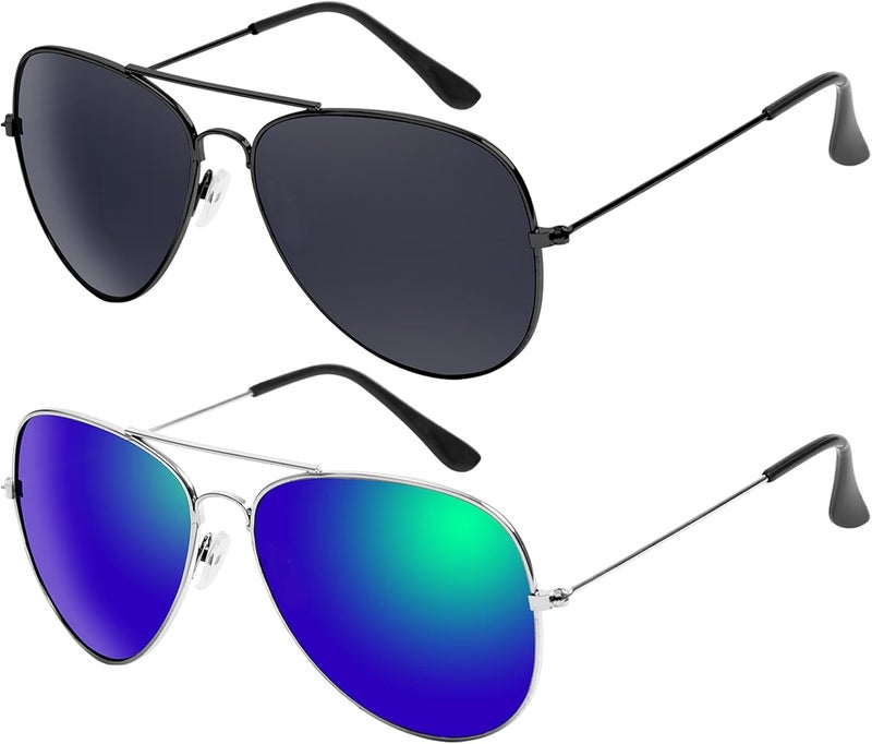 WODISON Classic Kids Sunglasses Bulk Reflective Metal Frame Children Eyeglass 2 Pack - Image 1