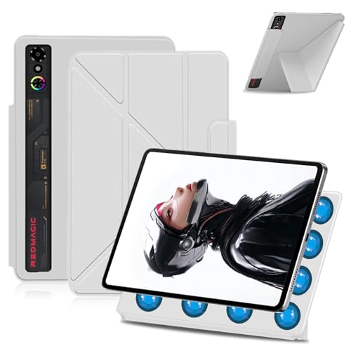 Oshmirian Case for Nubia REDMAGIC Astra Gaming/Pad 3 Pro Tablet 9.06 Inch – Magnetic Detachable Protective Cover with Dual-Side Clasp, Y-Fold Stand, Pencil Holder, Heat Dissipation Design(White) - Image 1