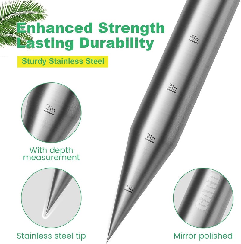 Gardtech Store Hand Dibber Garden Tool with 5 Inch Measuring Scale,Stainless Steel Bulb Planter Tool,Seed Dibber for Planting & Sowing Seed - Image 3