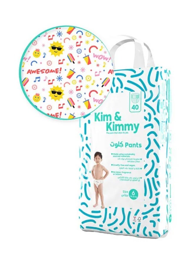 Kim & Kimmy Eco Diaper Pants, Size 6, 15-20 kg, 40 Pants - 12 Hour Leak Protection, No Rashes, Hypoallergenic, Ultra-Soft & Highly Absorbent - Cruelty Free & Vegan - Image 1