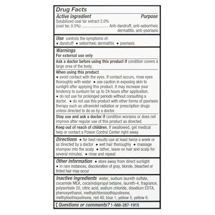 Equate Therapeutic Anti-Dandruff Shampoo with 1.0% Coal Tar for Scalp and Hair Care, 8.5 fl oz - Image 2