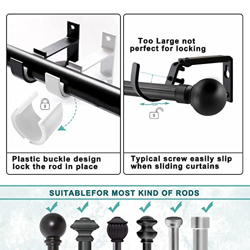 Gudui 6 Pack Curtain Rod Bracket, Heavy Duty Curtain Rod Holders Curtain Rod Hooks, Curtain Rod Brackets for Wall Drapery Rod Hangers Supports for 1 Inch Drape Rod, Black - Image 3