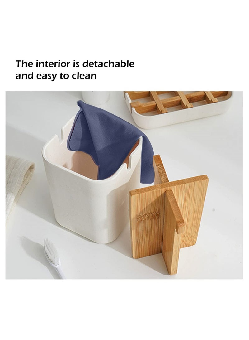 Excefore Bamboo Toothbrush Holder, Multifunctional Electric Toothbrush Holder, Naturally Tough Eco Friendly Toothpaste Caddy Toothbrush Organizer Stand for Bathroom Vanity Countertops - Image 3