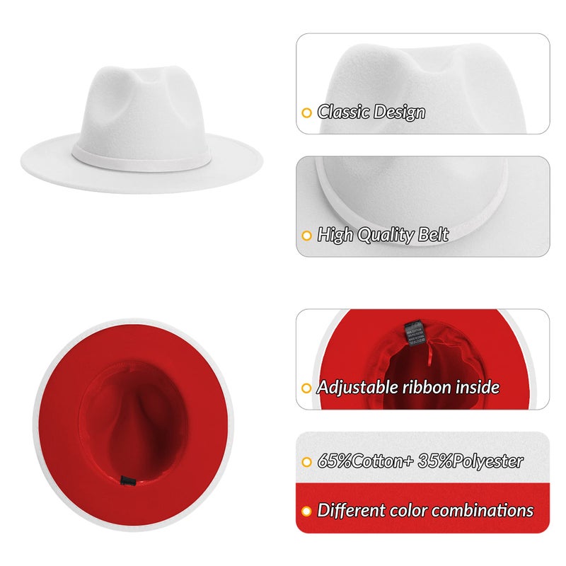 KUJUHA Women Men Wide Brim Fedora Hat - Image 3