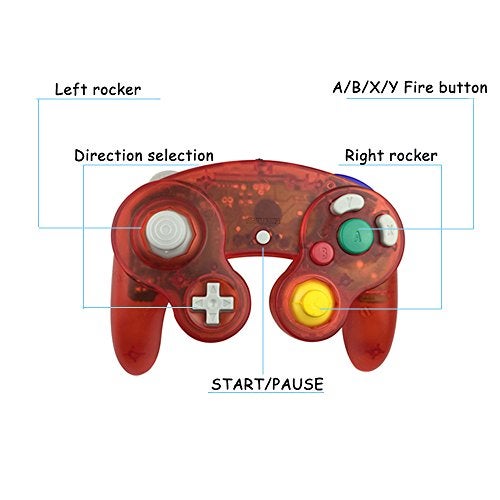Reiso Gamecube Controller, 2 Pack NGC Classic Wired Controller for Wii Game cube Console (Clear Red and Clear Blue) - Image 5