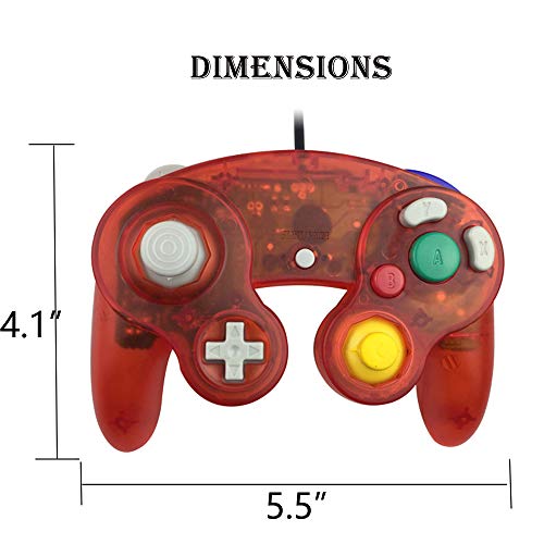 Reiso Gamecube Controller, 2 Pack NGC Classic Wired Controller for Wii Game cube Console (Clear Red and Clear Blue) - Image 4