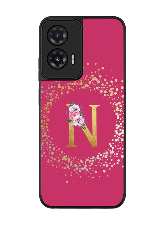Stylizedd For Motorola Moto G35 Case,Slim fit Camera Protection, Shockproof Thin Phone cover  - Custom Monogram Floral - N ( Deep Pink )