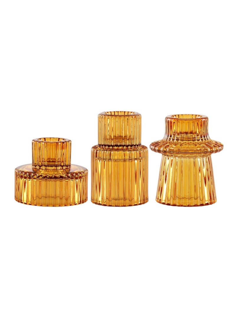 KASTWAVE Tea light Candle Holder 2-in-1 Candlestick - Pink Crystal Glass Decorative Candleholder for Taper/Tea light Candles, Home Decor Dinning Table Centerpiece for Wedding Party, Set of 3 - Image 2