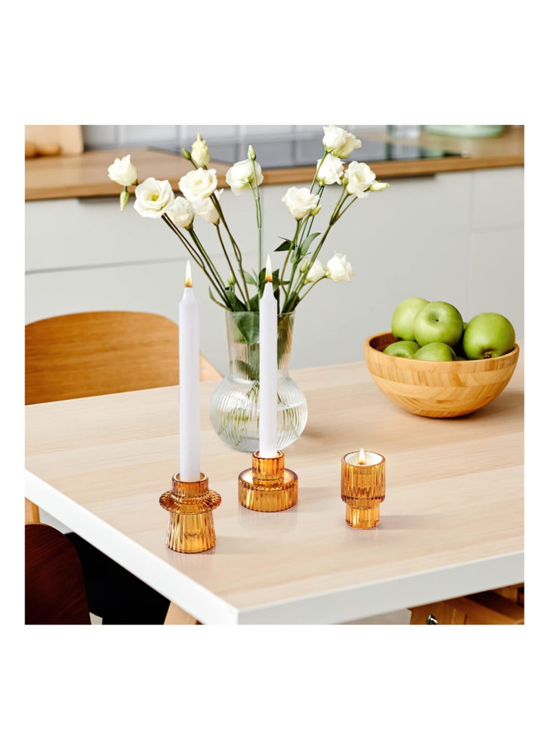 KASTWAVE Tea light Candle Holder 2-in-1 Candlestick - Pink Crystal Glass Decorative Candleholder for Taper/Tea light Candles, Home Decor Dinning Table Centerpiece for Wedding Party, Set of 3 - Image 4