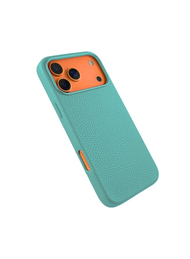 A-Case It’s My Case Amur Genuine Leather MagSafe Case for iPhone 17 Pro Max – Slim Fit Shockproof Protective Cover with Lychee Texture, Raised Camera Protection & Tactile Buttons – Tiffany - Image 4